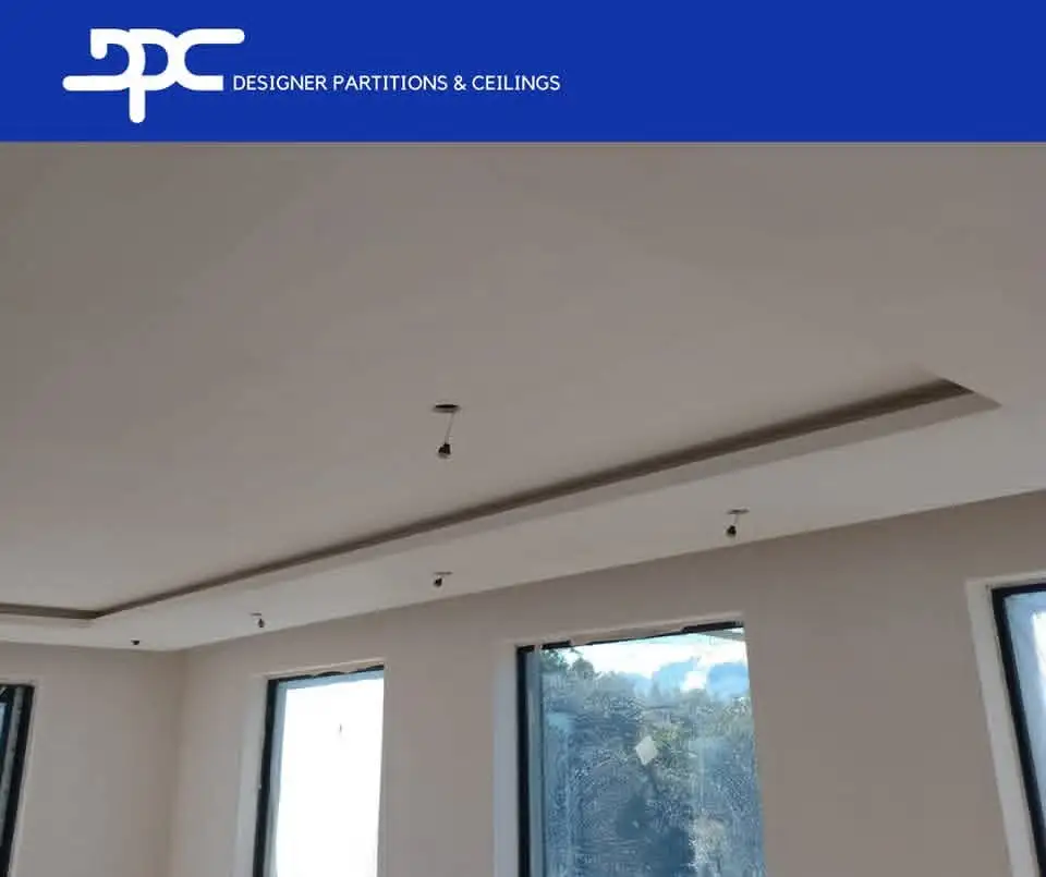 Finished bulkhead ceiling feature in a bright room