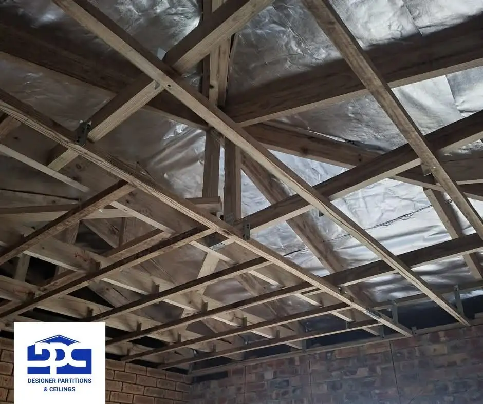 Gypsum ceiling installation detail with ceiling boards
