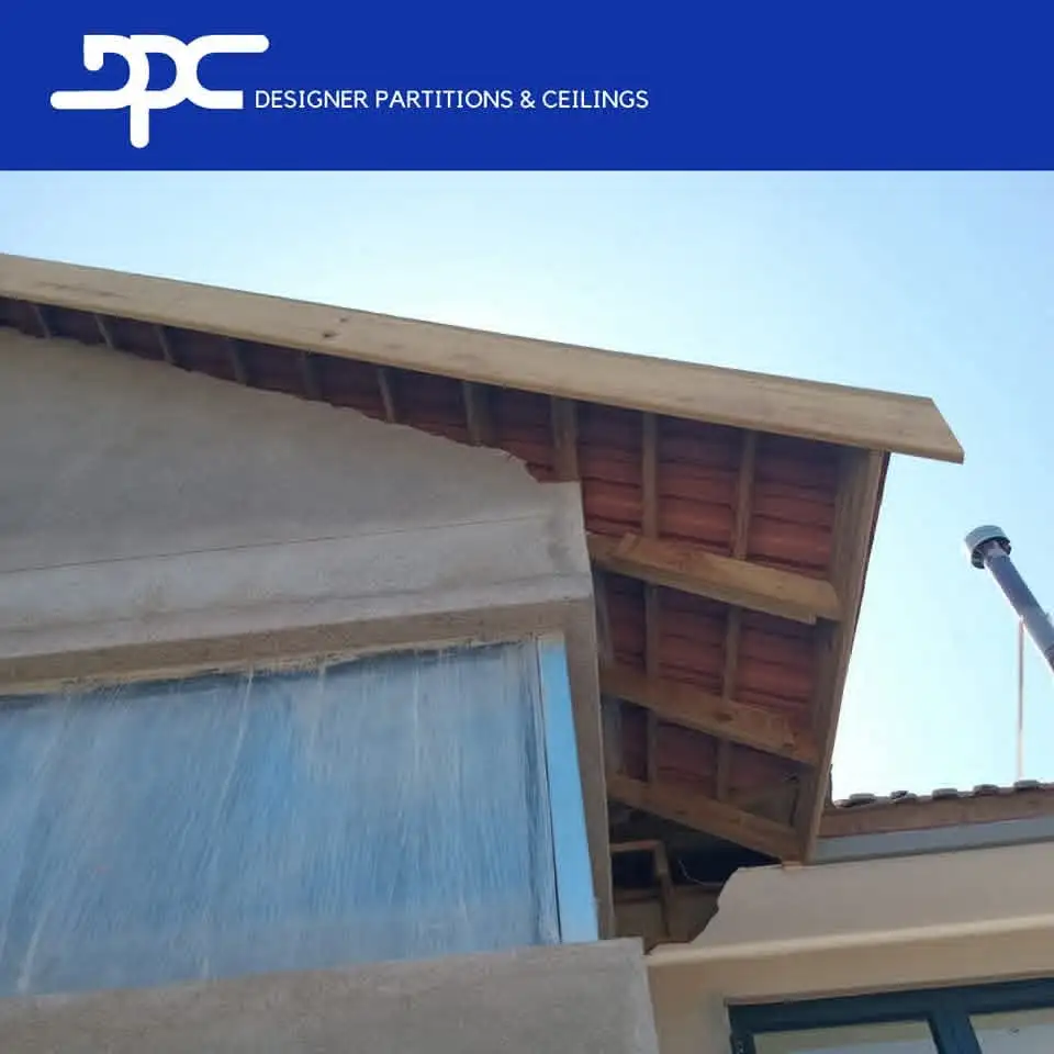 Soffit installation project for an exterior ceiling area