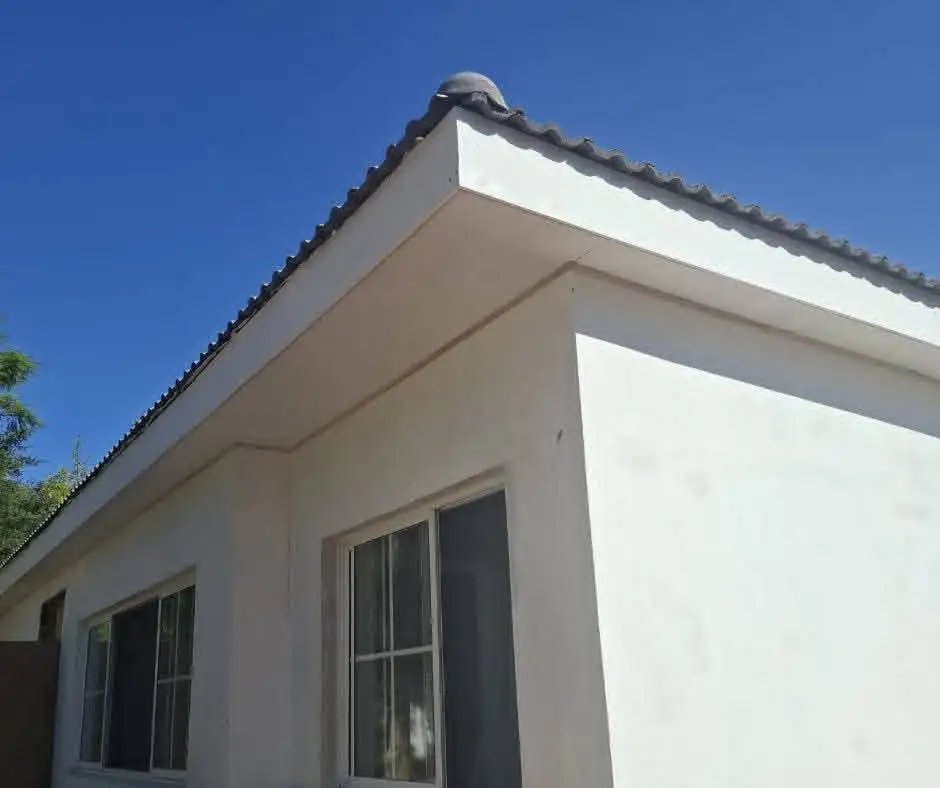 Soffit installation detail with clean edge finishing